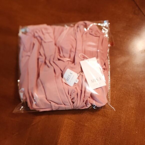 Misa Los Angeles Sleeveless V-Neck Party Bridesmaid High Low Formal Dress Pink - Picture 16 of 16